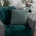 Poszewka na poduszkę 45x45 cm świąteczna o plecionej strukturze z pomponami zielono, biała Eurofirany