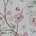 Tkanina firanowa matowa etamina z nadrukiem kwitnących gałązek jabłoni,Eurofirany