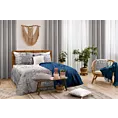 Narzuta welwetowa granatowa 170x210 cm pikowana metodą hot press we wzór liści palmy LUIZ DESIGN 91 Eurofirany