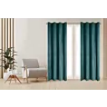 Komplet 2 szt. zasłon ciemno turkusowych z welwetowej tkaniny 140x250 cm przelotki - DARLA Eurofirany