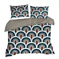 Pościel 220x200 cm bawełniana kolor niebieski, beżowy wzór fantazyjny ELLA8 Ella Line Eurofirany