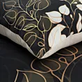 Pościel 160x200 cm z makosatyny bawełnianej kolor czarny, złoty z motywem liści VICTORIA 7 Limited Collection Eurofirany