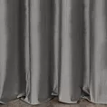 Zasłona szyta na przelotkach ciemnoszara z tkaniny welwetowej w pionowe prążki, wykończona obciążnikiem