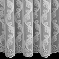 Firana szyta na przelotkach biała z tkaniny typu ETAMINA zdobionej łańcuszkowym haftem