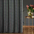 Zasłona szyta na taśmie fala granatowo zielona z delikatnej tkaniny w kratkę