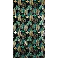 Zasłona czarno, zielona zdobiona błyszczącym egzotycznym nadrukiem z tkaniny typu oxford 140x250 cm przelotka MALTA Eurofirany