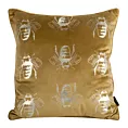 Poszewka na poduszkę 45x45 cm welwetowa z symetrycznym nadrukiem pszczół miodowo, złocista BILNK Eurofirany