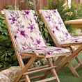 Poduszka na krzesło 45 x 90 x 3 cm wodoodporna kremowo, różowa zdobione roślinnym wzorem GARDEN Eurofirany