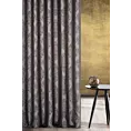Zasłona szyta na flexach grafitowa tkanina w ornamentowy wzór, z dodatkiem połyskującej nici