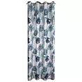 Zasłona biało, granatowa zdobiona błyszczącym egzotycznym nadrukiem z tkaniny typu oxford 140x250 cm przelotka MALTA  Eurofirany