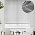 Roleta rzymska biało srebrna z tkaniny o strukturze siatki przetykanej nicią metaliczną, wykończona obciążnikiem Italissima Eva Minge