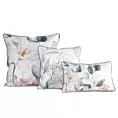 Poduszka dwustronna 45 x 30 cm welwetowa biało, zielona z motywem roślinnym z wypustką na brzegach JULIET EUROFIRANY PREMIUM