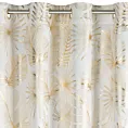 Zasłona kremowo, złota zdobiona błyszczącym motywem egzotycznych liści 140x250 cm przelotki - ZARIA - Eurofirany