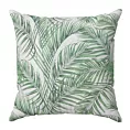 Poszewka szyta PALMAS zielona z tkaniny o naturalnym splocie w botaniczny wzór
