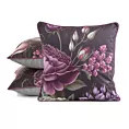 Poszewka na poduszkę 45x45 cm welwetowa, dwustronna z motywem kwiatów z wypustką na brzegach fioletowo, czarna EUROFIRANY PREMIUM