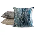 Poszewka na poduszkę 45x45 cm welwetowa z błyszczącym marmurowym wzorem stalowo, kremowa MALIA Eurofirany