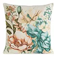 Poszewka na poduszkę 45x45 cm bawełniana, żakardowa z motywem kwiatów kremowo, niebieska GOBELIN Eurofirany