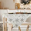 Obrus świąteczny 85x85 cm biało, szampański welwetowy zdobiony błyszczącym nadrukiem Eurofirany