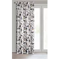 Zasłona biało, stalowa z wyrazistym splotem we wzór kwiatowy 140x270 cm taśma/szelki NIKA Eurofirany