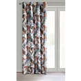Zasłona stalowo, ruda zdobiona nadrukiem liści z tkaniny oxford 140x270 cm przelotka MARILA Eurofirany