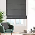 Roleta rzymska grafitowa z miękkiej, matowej tkaniny w drobny geometryczny wzór