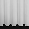 Firana szyta na taśmie fala biała z delikatnej tkaniny z lekkim połyskiem o niestandardowej wysokości, wykończona obciążnikiem