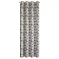 Zasłona biało, musztardowa zdobiona nadrukiem liści, zaciemniająca 140x250 cm przelotka LAVIN Eurofirany