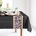 Komplet obrus z bieżnikiem czarno, beżowy 140x180/33x180 cm ANITA 1 zdobiony subtelnym wzorem roślinnym