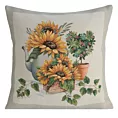Poszewka na poduszkę 45x45 cm bawełniana, gobelinowa naturalno, żółta z kwiatowym motywem GOB  Eurofirany