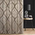 Zasłona szyta na taśmie fala beżowa miękka z dodatkiem bawełny z wzorem ornamentowym