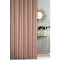 Zasłona szyta na przelotkach pudrowo różowa z gładkiej tkaniny zaciemniającej typu dimout wykończona obciążnikiem