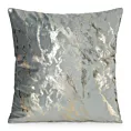 Poszewka na poduszkę 45x45 cm welwetowa zdobiona lśniącym marmurkowym wzorem stalowo, złocista DORIS DESIGN 96 Eurofirany