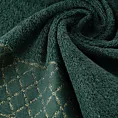 Ręcznik kąpielowy 50x90 cm bawełniany kolor ciemnozielony zdobiony wzorem geometrycznym 500 g/m2 LAYLA Eurofirany