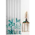 Tkanina firanowa etamina z nadrukiem egzotycznych liści zakończona szwem obciążającym Eurofirany