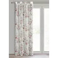 Zasłona biało, różowa z nadrukiem kwiatów z etaminy 140x250 cm przelotka AVA Eurofirany