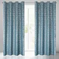 Zasłona niebiesko, złota ze złotym wzorem z welwetu 140x250 cm przelotka LAURA Eurofirany