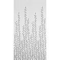 Zasłona biało, srebrna zdobiona nadrukiem liści z etaminy 140x270 cm taśma GLORI Eurofirany