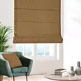 Roleta rzymska złota z tkaniny zaciemniającej typu dimout o naturalnym splocie, z efektem melanżu