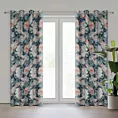 Zasłona turkusowo, różowa zdobiona nadrukiem kwiatów 140x250 cm przelotka - MIREI Eurofirany