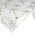 Obrus świąteczny 85x85 cm biało, szampański welwetowy zdobiony błyszczącym nadrukiem Eurofirany