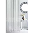 Firana szyta na taśmie 5 cm LEYA biała z matowej tkaniny haftowanej w pasowy geometryczny wzór