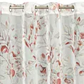 Zasłona biało, różowa z nadrukiem kwiatów z etaminy 140x250 cm przelotka AVA Eurofirany