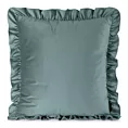Poszewka na poduszkę 60x60 cm z aksamitnego welwetu zdobiona na brzegach falbanami niebieska BRENDA EUROFIRANY PREMIUM