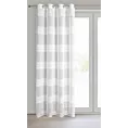 Firana biała zdobiona szenilowymi pasami 140x250 cm przelotka AGATA Eurofirany
