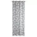 Zasłona popielato, biała w kwiaty o płóciennym splocie 140x250 przelotka FABIA Eurofirany