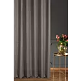 Zasłona szyta na taśmie fala szara z miękkiej tkaniny w stylu eko, z efektem melanżu, przetykana metaliczną nicią
