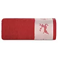Ręcznik kąpielowy świąteczny 70x140 cm bawełniany kolor czerwony z żakardową bordiurą w stylu skandynawskim 480 g/m2 NOEL Eurofirany