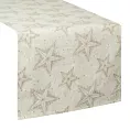 Bieżnik świąteczny na stół 40x180 cm kremowo, złoty bawełnainy zdobiony subtelnym nadrukiem gwiazdek WINTER Eurofirany
