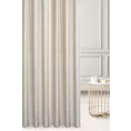 Zasłona szyta na taśmie fala kremowa z tkaniny welwetowej w pionowe prążki, wykończona obciążnikiem