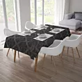 Obrus szyty grafitowy tkanina w ornamentowy wzór, z dodatkiem połyskującej nici